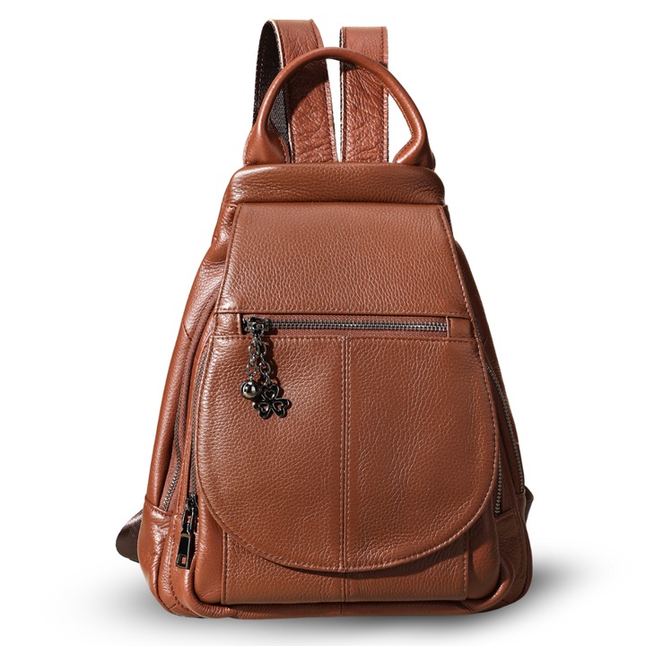 Rucsac dama din piele naturala, BUSY LDY & GTM® Clara, Maro