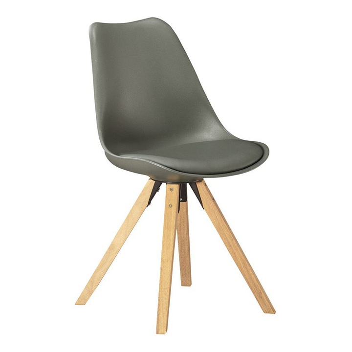 Scaun de masa Dimka, picioare din lemn natural, gri