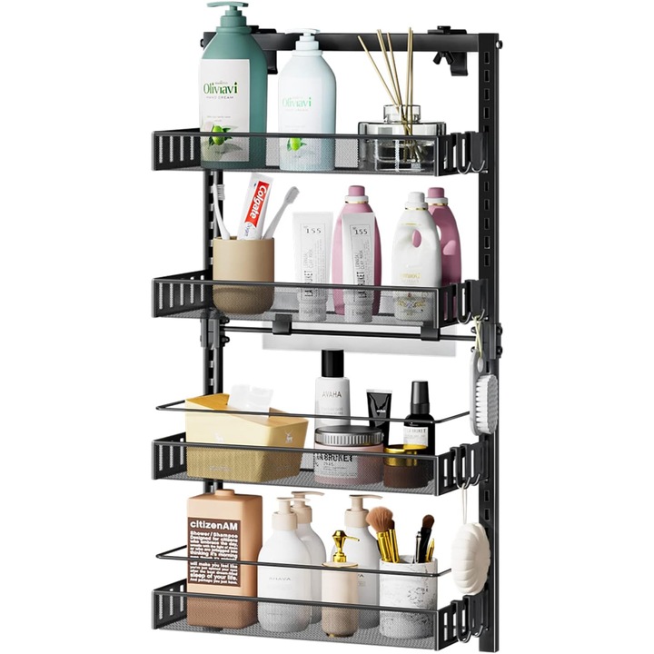 Raft de dus cu 4 straturi, inox, design elegant, negru, 86x40x17 cm