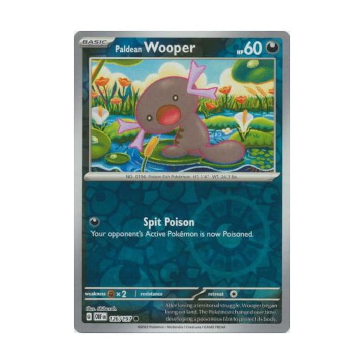 Társasjáték, Pokémon, Obsidian Flames 126/197, Paldean Wooper, Fordított holografikus kép