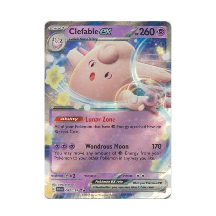 Pokémon társasjáték Obsidian Flames 082/197 Clefable ex Ultra Ritka