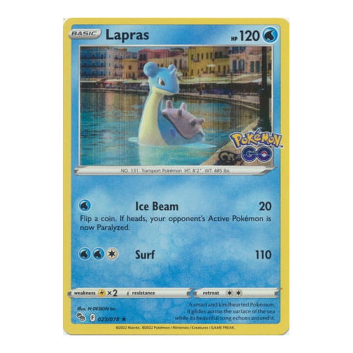 Търговска карта, Pokemon Go 023/078 Lapras Holo Rare