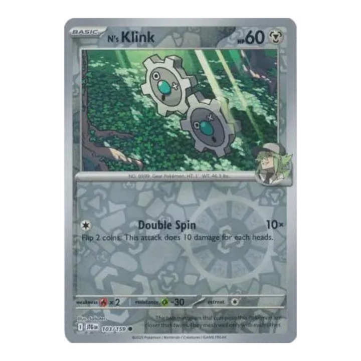 Pokémon N's Klink (JTG 103/190) játékkártya, többszínű