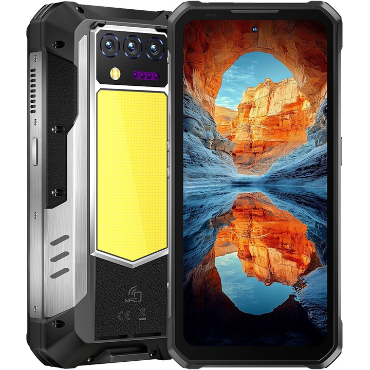 Мобилен телефон Oukitel WP100 Titan, Dual SIM, 5G, Octa-Core Mediatek Dimensity 7300, 6.8-инчов FHD+ 120Hz, 48GB RAM (16GB + 32GB ext), 512GB, 100-лумен видео проектор, къмпинг светлина, 33000mAh, NFC, IP68, Android 15