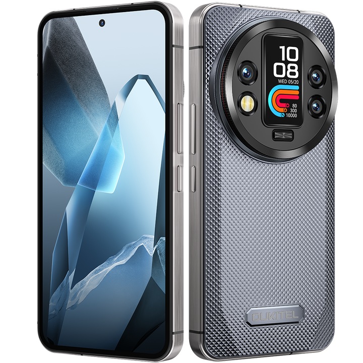 Мобилен телефон Oukitel WP200 Pro, Dual SIM, 5G, Octa-Core Mediatek Dimensity 8200, 6.7-инчов AMOLED 120Hz, 72GB RAM (24GB + 48GB ext), 1TB, NFC, IP68, Свалящ се модул, Smart Band, екран, Android 15