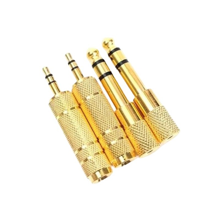 3,5 mm-ről 6,35 mm-re átalakító audio adapterkészlet, 2 darabos, prémium minőségű, aranyozott