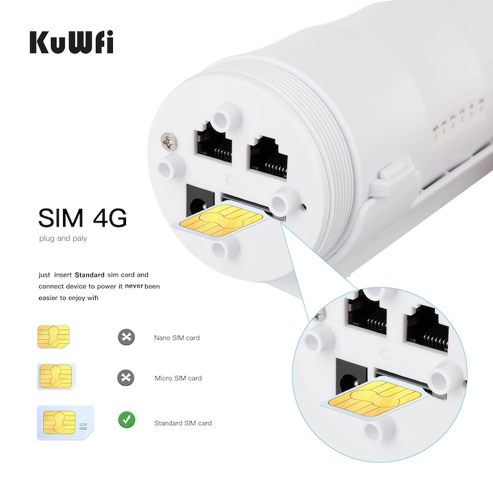 KuWFi 4G LTE kültéri vízálló WiFi router 4G SIM kártyás router nagy hatótávolságú vezeték nélküli internet Wifi Hotspot támogatja a 32 felhasználót 24VPOE