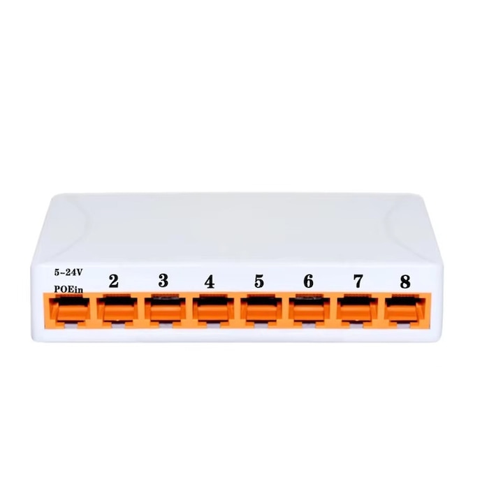 KuWFi Switch Gigabit Ethernet cu 8 porturi, comutator de retea 1000Mbps, negestionat, plug and play, hub RJ45 de viteza mare, splitter de internet