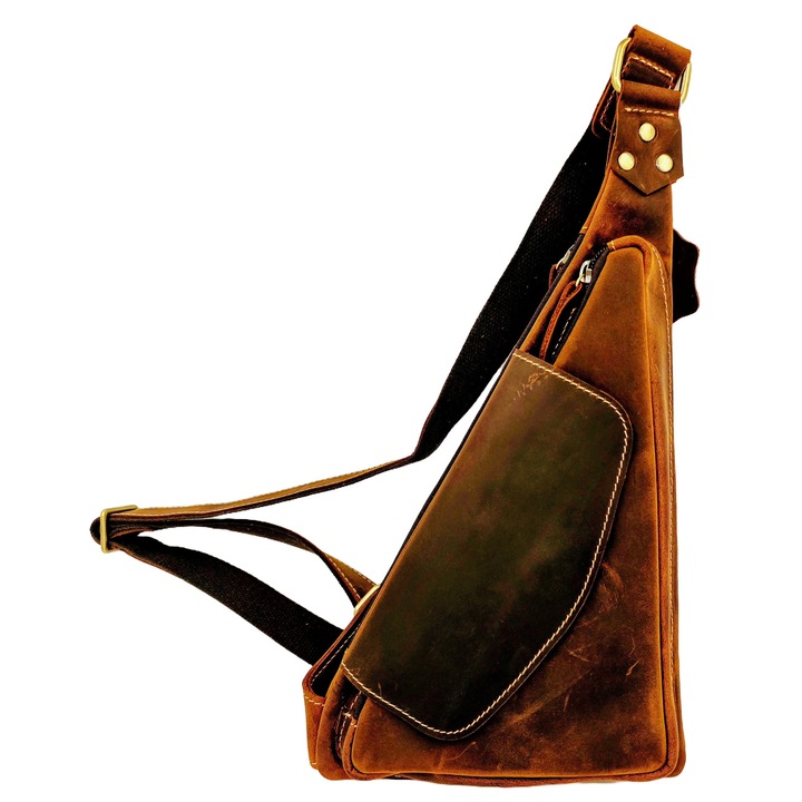 Crazy Horse valódi bőr keresztpántos táska, 3 rekesszel, kézzel készített. 100% valódi bőr AristoBag