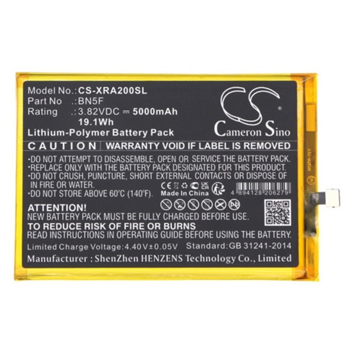 Xiaomi Redmi A2 Cameron sino li-polymer akkumulátor, 3.82v / 5000mAh, redmi bn5f kompatibilis fekete, gyártói csomagolás