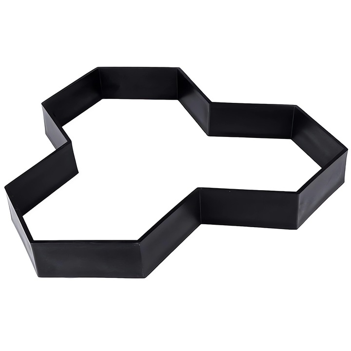 Matrita cu Contur pentru Turnat Pavaj Teno®, pentru beton amprentat sau piatra decorativa, imita piatra naturala, imbunatateste aspectul gradinii, plastic, model 2, 35 x 4 cm, negru