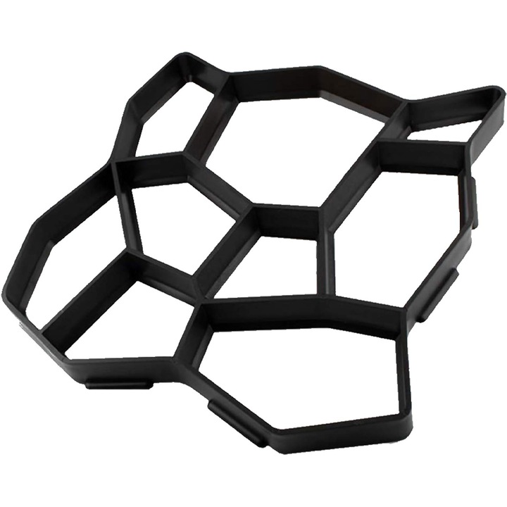 Matrita cu Contur pentru Turnat Pavaj Teno®, pentru beton amprentat sau piatra decorativa, imita piatra naturala, imbunatateste aspectul gradinii, plastic, model 14, 35 x 4 cm, negru