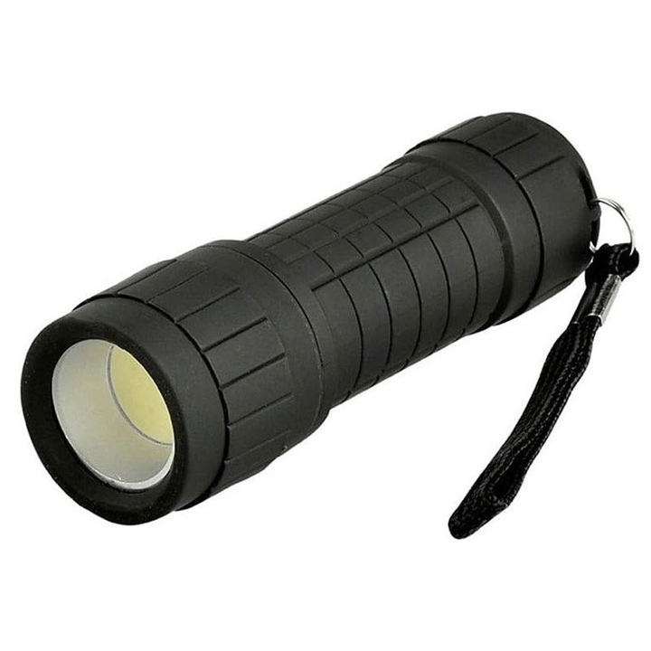 Мощен LED фенер с батерии, черен, Fetisshop, размер 9, 7x3x2, 8 см