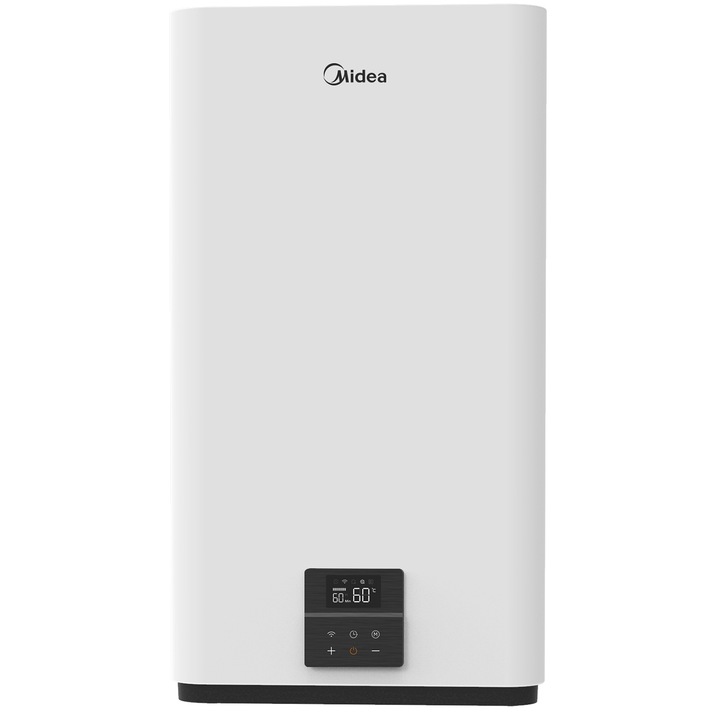Boiler electric Midea Salute Double Tank, Wi-Fi, volum 100L, control electronic, Dry Heater, Supapa de siguranta de reducere a presiunii, protectie supraincalzire, Clasa energetica B