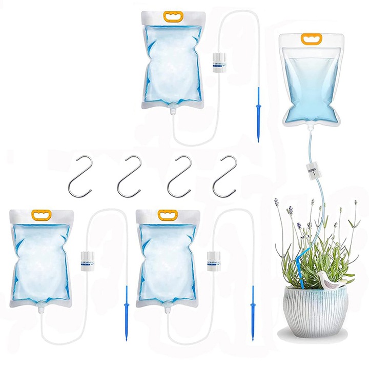 Set 4 x 3.5 L sisteme de irigare prin picurare, Rqiurpn, capacitate mare, material nylon, pentru plante de interior si exterior