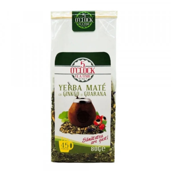 Ceai Yerba Mate Brazilian cu Ginkgo si Guarana 80g - 5 O Clock Tea