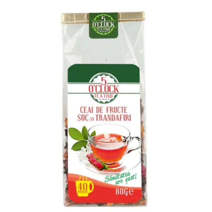 Ceai de Fructe cu Soc si Trandafir 80g - 5 O Clock Tea