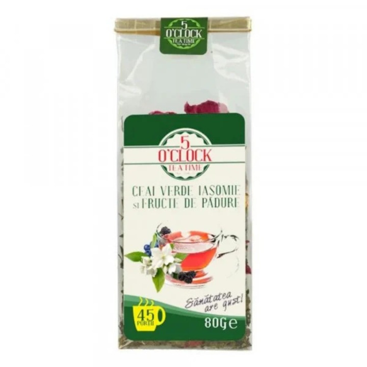Ceai Verde Chinezesc cu Iasomie si Fructe Padure 80g - 5 O'Clock Tea