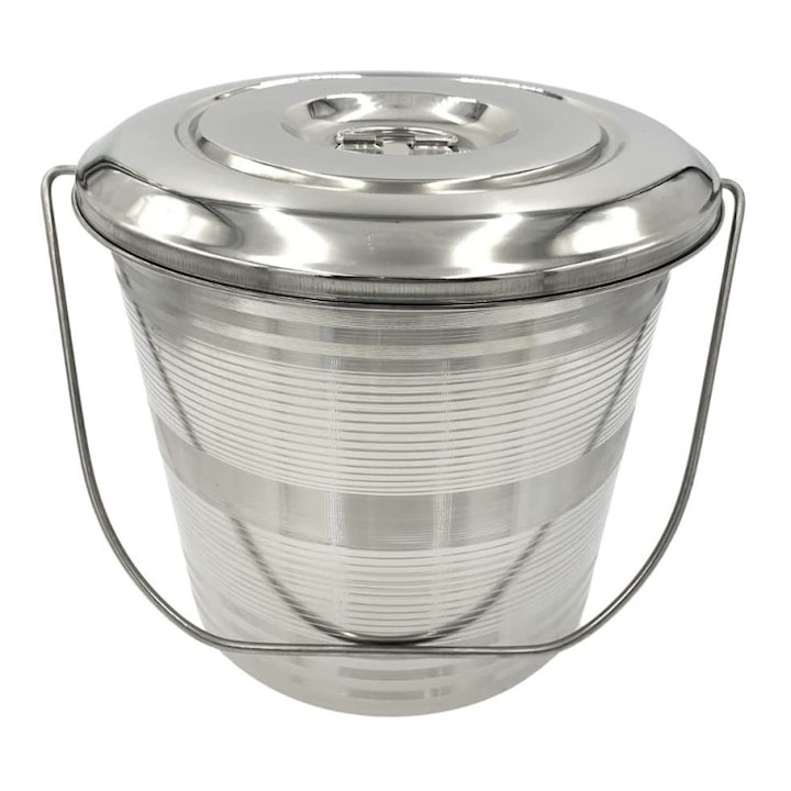 Galeata rotunda cu capac din otel inoxidabil Grunberg, Diametru 32.5X 28 cm, Capacitate 17 l, GL017