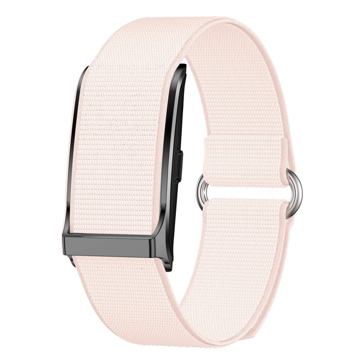 Розова фитнес гривна H59, наблюдение на пулса, кръвно налягане, SpO2, сън, стрес, калории, спортни режими, известия за обаждания/SMS/WhatsApp, водоустойчивост IP68, магнитно зареждане, съвместима с Android/iOS, приложение QWatch Pro