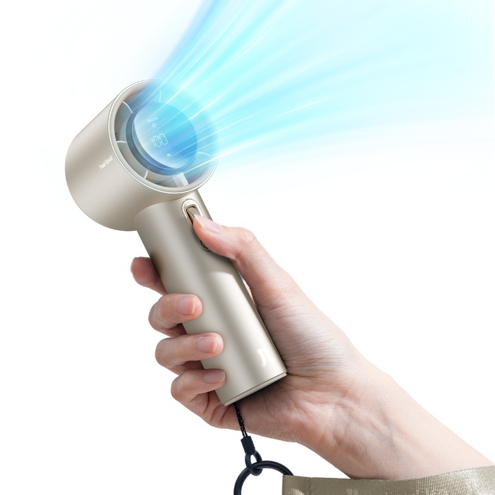 JISULIFE Pro1S hordozható ventilátor, 9700RPM, LED kijelző, barna, 5000mAh, 40 óra, 7 sebességfokozat, 280g