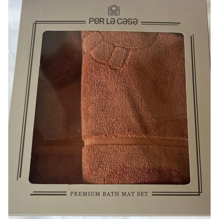 2 db-os HERA fürdőszobaszőnyeg szett, pamut, nedvszívó, 50x70 cm, téglavörös