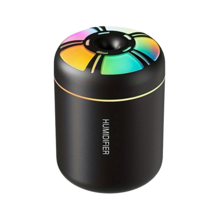 Мини USB овлажнител за стая/кола, цветна нощна светлина, ароматерапия, черен
