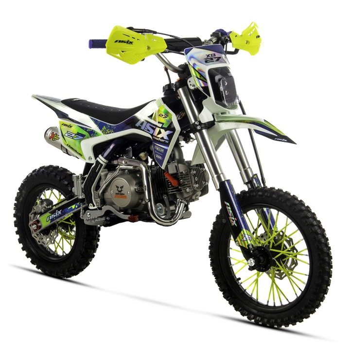 Motocicleta Enduro/Cross Asix XB27 A2, 125cc, 4T, roti 14"/12", far, pornire electromotor, culoare albastru/lemon