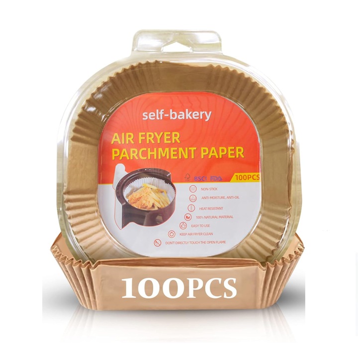 Foi pentru Friteuza cu Aer, 16x16cm, 100 bucati, rezistente la ulei, fara mizerie