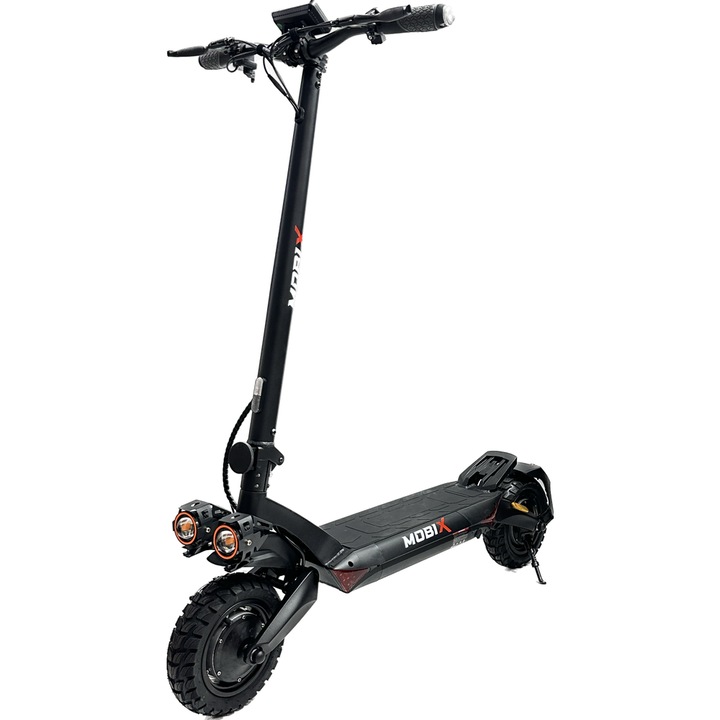 Сгъваема електрическа тротинетка MOBIX Elite T8B Off Road, 10" колела, 2 x 800W мотор, пробег 50-55 км, максимална скорост 55 км/ч, мобилно приложение, LED сигнализация, черна