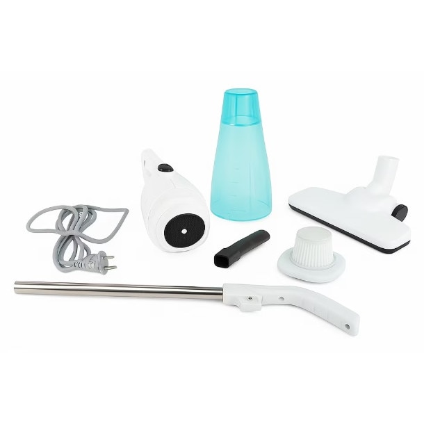 Aspirator Vertical Stuffix 2 in 1, 600W, Alb, cu Filtru HEPA, Accesorii si Control pe Maner