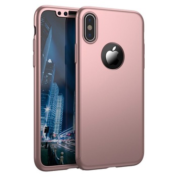 Husa Full Cover (fata + spate) pentru Apple iPhone X, Rose Gold Husa Full Cover (fata + spate) pentru Apple iPhone X, Rose Gold