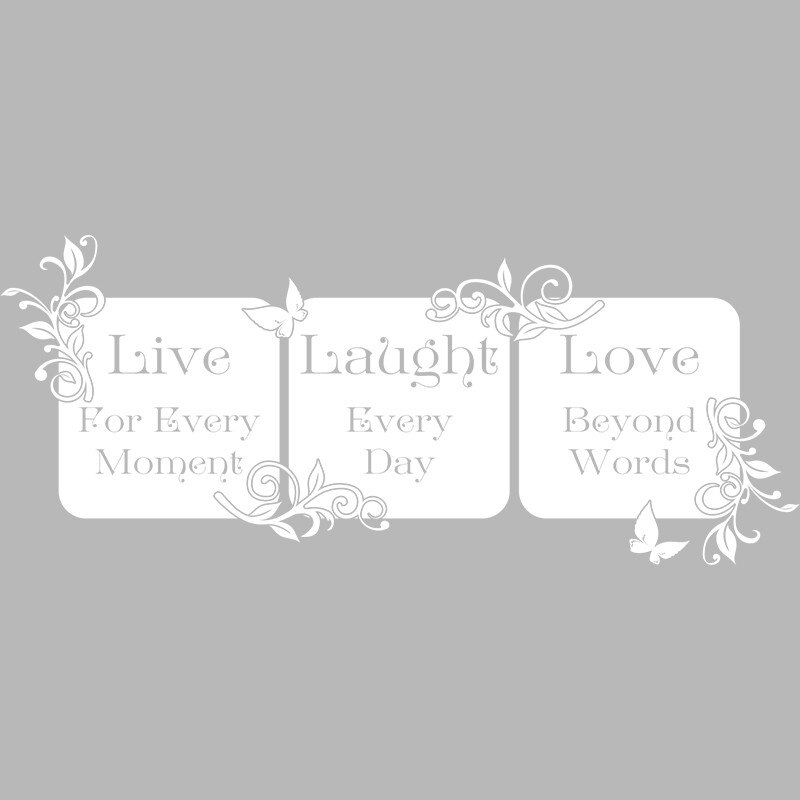 Sticker Decorativ - SMAER - LIVE,LAUGHT,LOVE - 60cm x 25cm - Alb