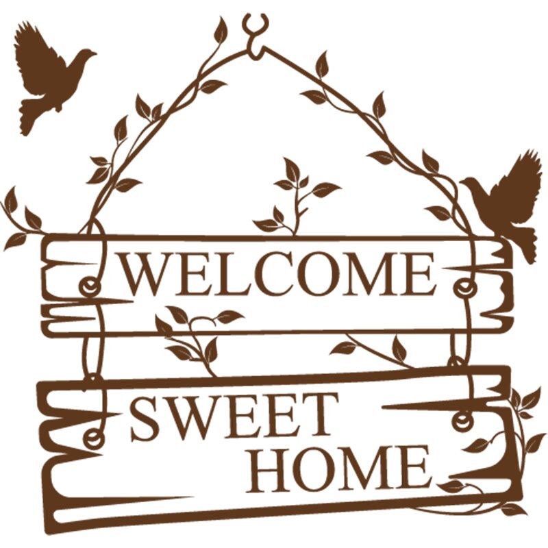 Sticker Decorativ - SMAER - WELCOME - 60cm x 57cm - Maro