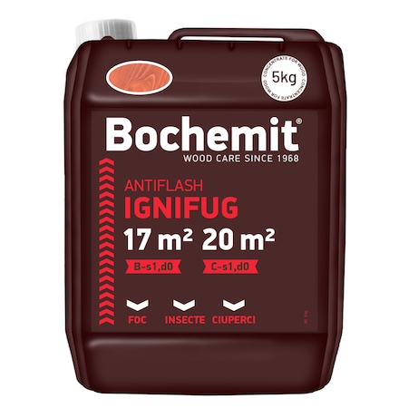 Solutie ignifugare lemn Bochemit Antiflash maro roscat 5 Kg 30mp