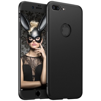 Husa telefon Apple Iphone 7 Plus ofera protectie Subtire 3in1 Lux Design Black + Folie Sticla Husa telefon Apple Iphone 7 Plus ofera protectie Subtire 3in1 Lux Design Black + Folie Sticla