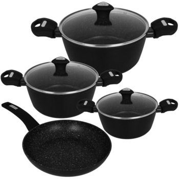 Set oale Marburg, aluminiu forjat, interior marmura antiaderenta, 7 piese Set oale Marburg, aluminiu forjat, interior marmura antiaderenta, 7 piese