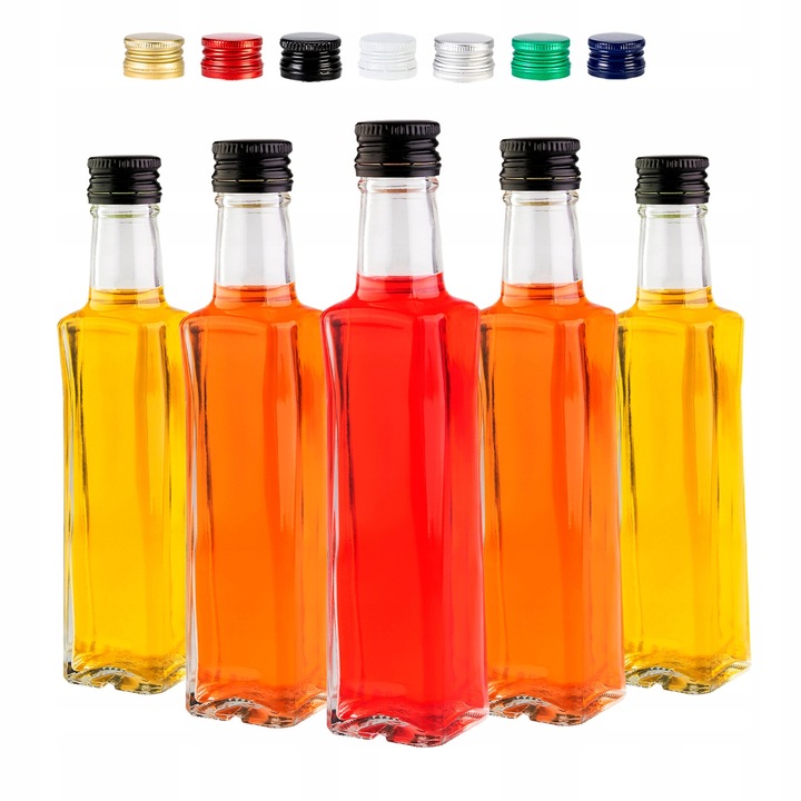 Set Stilce, SuperButelki, Sticla, 200 ml, Ideal pentru casa, sucuri, conserve, Diametru 4 cm, 240 g, Transparent, 5 buc