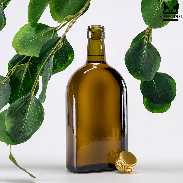 Sticle De Sticla, Superbutelki, Rom, 500 ml, Forma Patrata, Cu Capace Cu Filet, Pentru Alcool, Pentru Lichioruri, 21.5 cm Inaltime, 430 G Greutate, Incolora, 50 Buc