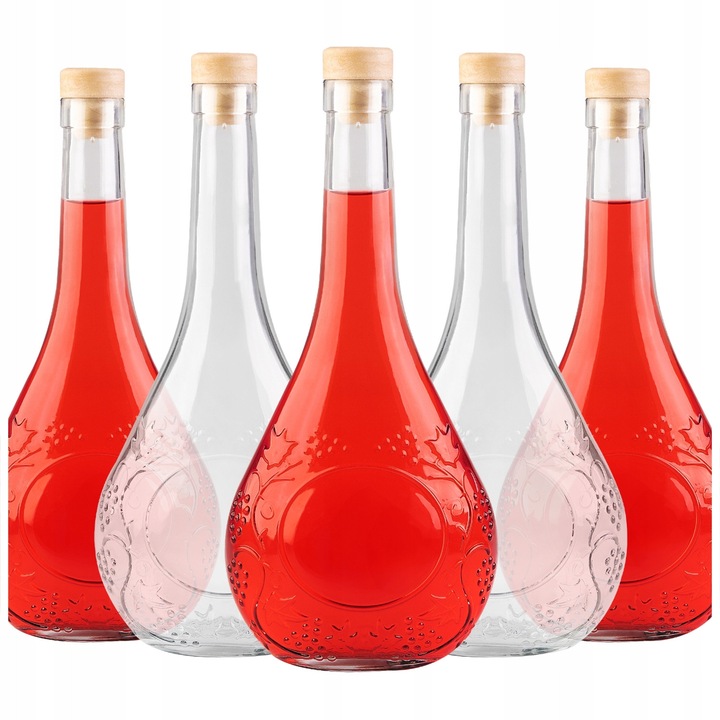 Set Stilce, SuperButelki, Sticla, 0.5 l, Ideal pentru casa, sucuri, conserve, Diametru 12 cm, 430 g, Transparent, 5 buc