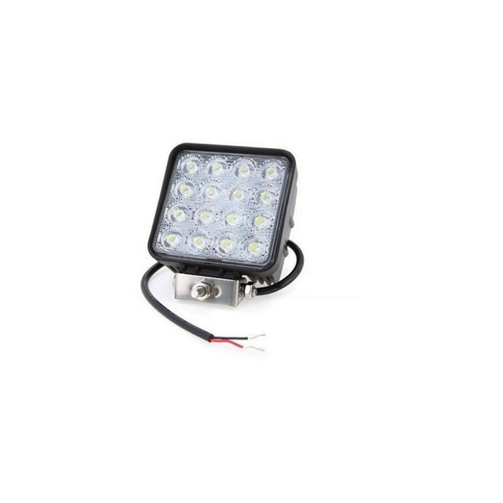 LED Работен фар 48W – квадратен, 16 диода, водоустойчив, 12V/24V