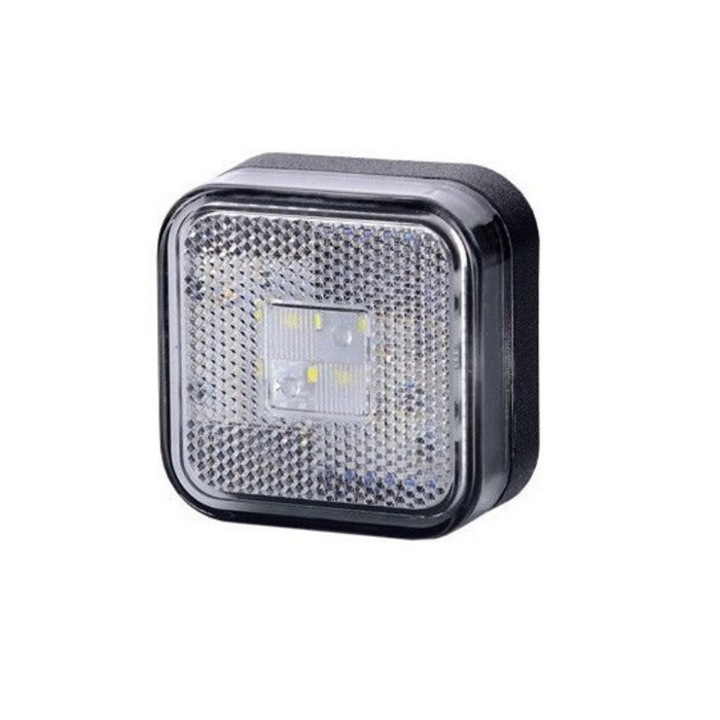 Lumina de marker LED alba patrata cu reflector – 12V/24V