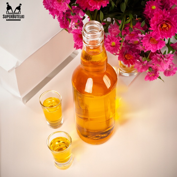 Sticla Decorativa, Superbutelki, Design Clasic, 500 ml, Sticla De Inalta Calitate, Pentru Bimber, Lichioruri, Vin, Vodca, Nunta, Pentru Sucuri, Siropuri, Conserve, Inaltime 24 cm, Diametru 8 cm, Greutate 270 G, 100 Buc