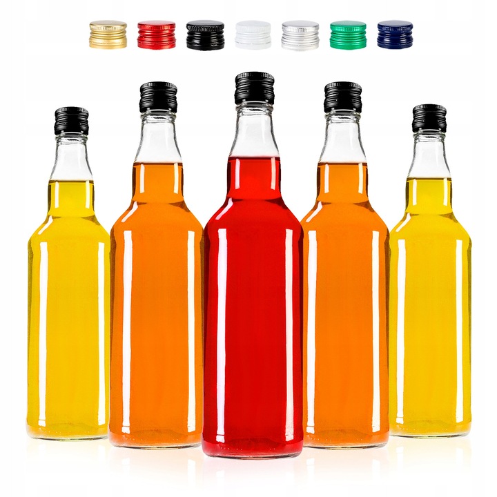 Set Stilce, SuperButelki, Sticla, 0.5 l, Ideal pentru casa, sucuri, conserve, Diametru 8 cm, 270 g, Transparent, 5 buc