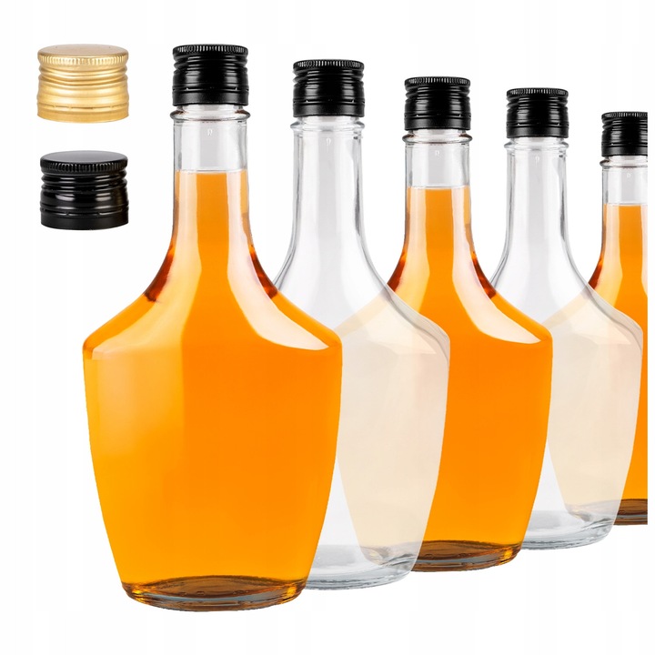 Set Stilce, SuperButelki, Sticla, 500 ml, Ideal pentru casa, sucuri, conserve, Diametru 10.5 cm, 500 g, Transparent, 5 buc