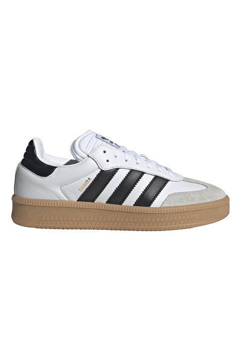 adidas Originals, Samba XLG bőrsneaker textilrészletekkel, Fekete/Világos tópbarna/Fehér