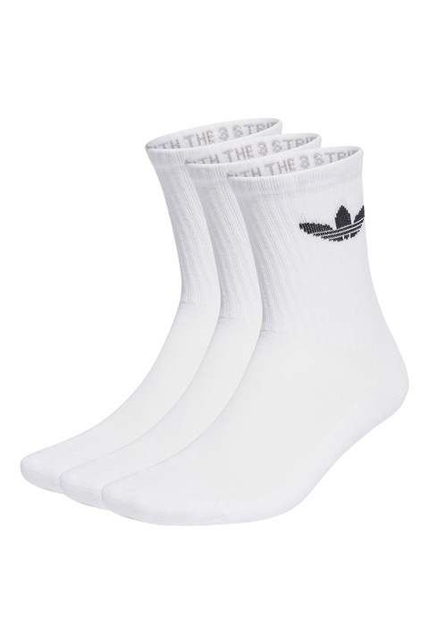 adidas Originals, Унисекс дълги чорапи Crew - 3 чифта, Бял, 34-36