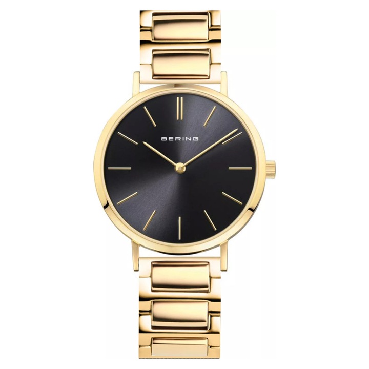 Ceas dama Bering 14134-732, negru-galben, otel inoxidabil, 34x6mm