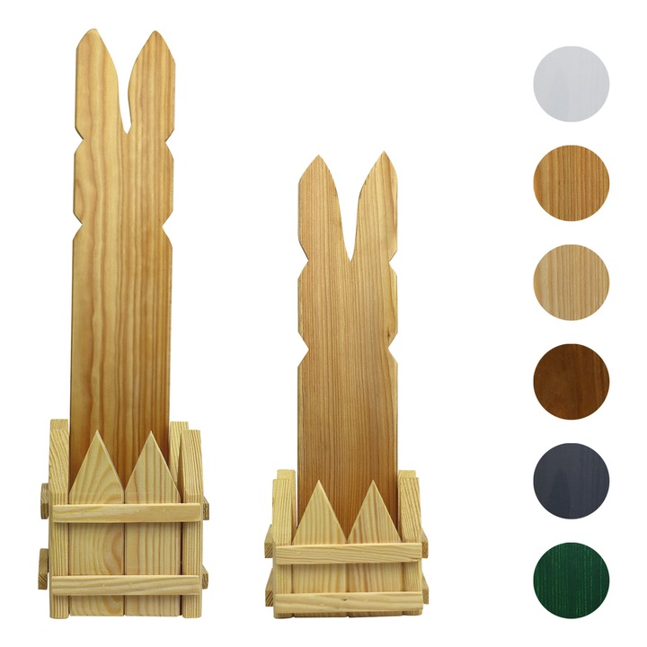 Decoratiune de Paste Iepuras din lemn – Natur, inaltime 40 / 50 cm - 2 buc