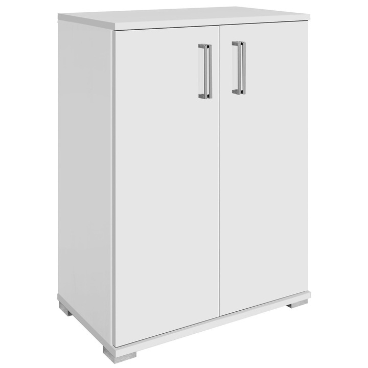 Pantofar Hol, Complet Asamblat, Realizat la Comanda, Pentru Incaltaminte, Doua Usi cu Inchidere Lenta, Soft Close, Rafturi pentru depozitare, Design Modern si Eficient, PAL Alb 18mm, 70x35x80cm